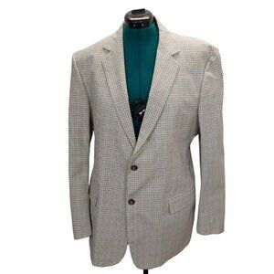 Michael Kors Mens Tan Plaid Blazer 44R 2-Button Cotton Jacket